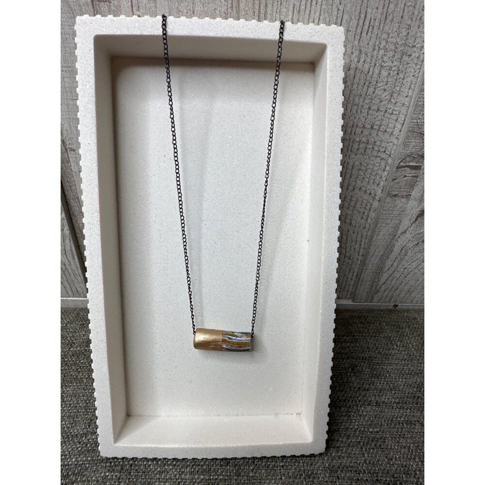 Handcrafted Resin & Wood Pendant Necklace With Black Chain Womens Fashion